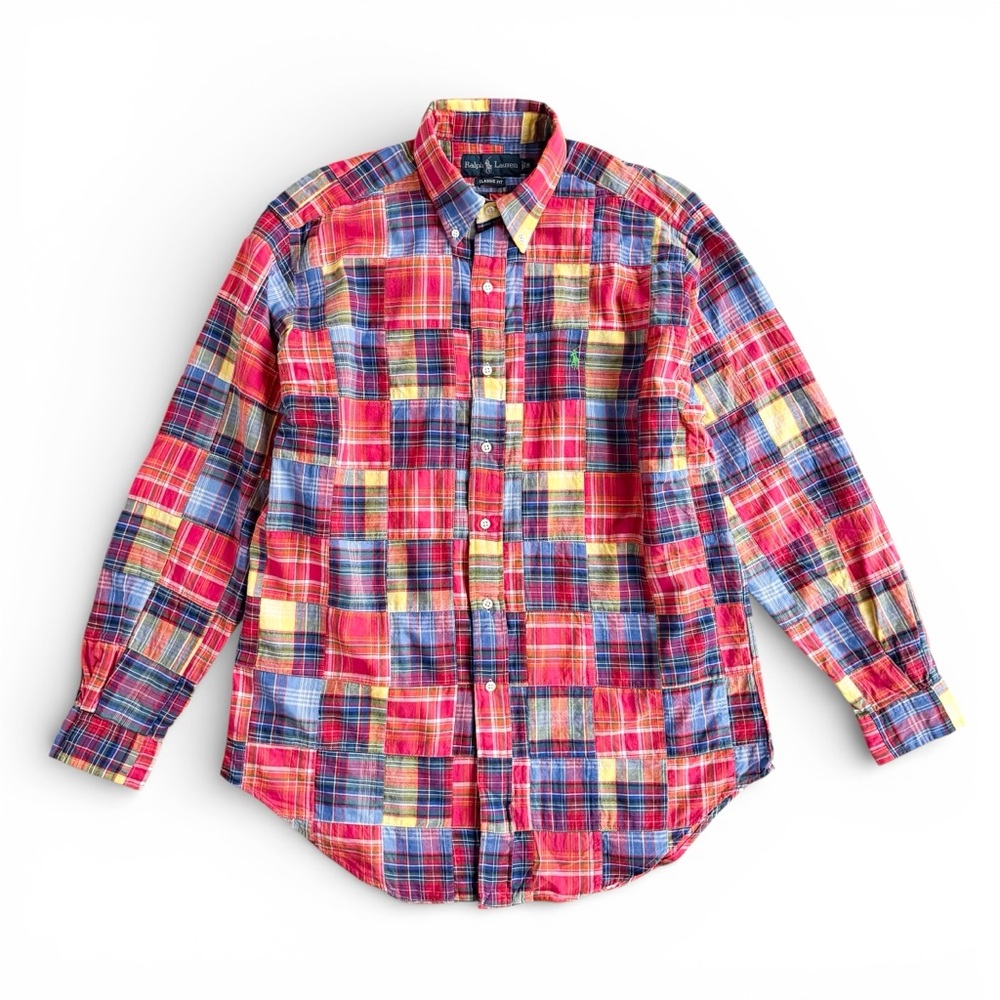 Ralph Lauren Madras Patchwork Button Down Oxford … - image 1